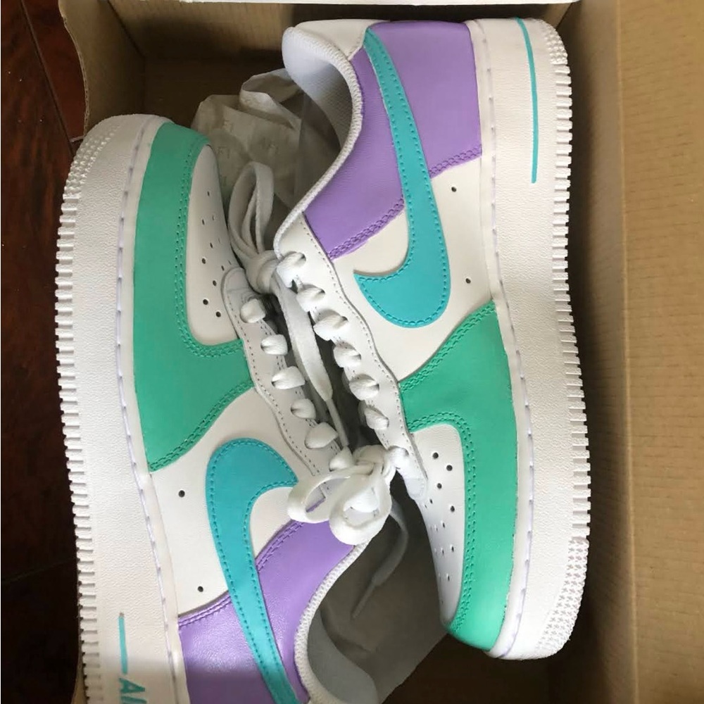 Nike Air Force 1 Low White Teal Purple Sneakers